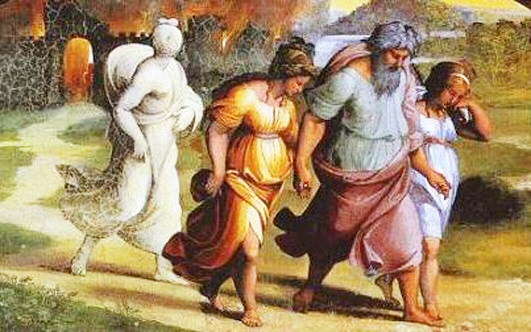 Raffaello Sanzio, Fuga di Lot da Sodoma, Vaticano, Loggia di Raffaello