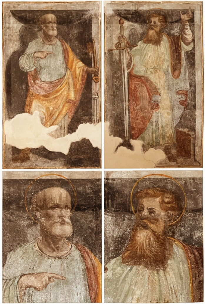 I santi Pietro e Paolo raffigurati sulla parete est