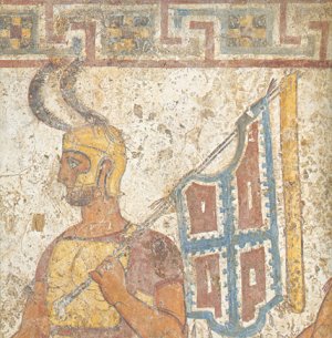 Guerrieri sanniti in un affresco rinvenuto in una tomba etrusca