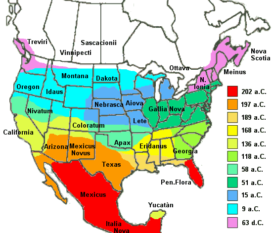 Conquiste romane nell'Atlantide (il nostro Nordamerica) dal 202 a.C. al 63 d.C.