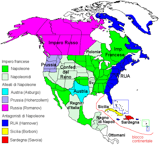 Massima espansione dell'impero napoleonico in Atlantide