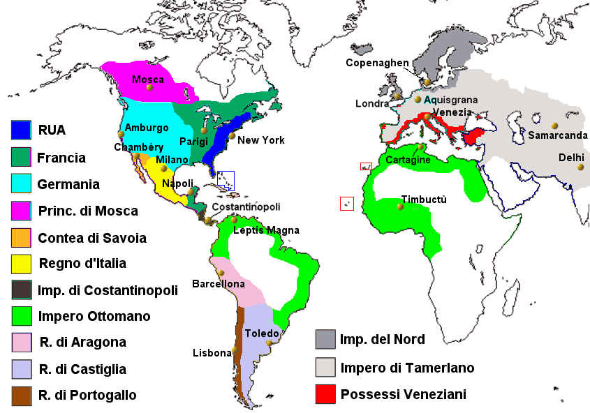 Il mondo alla morte di Tamerlano (1405 d.C.)