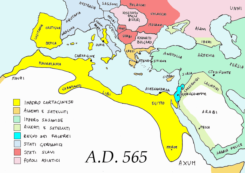 L'Europa nel 565 d.C.