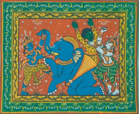 Una scena tratta dal poema epico Ramayana: Rama affronta in duello il demone Rhavana sull'isola di Ceylon