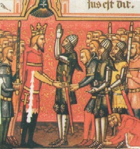 Vestizione di un cavaliere medioevale