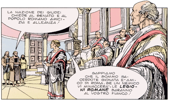 L'ambasciata dei Giudei a Roma come  stata disegnata nella "Sacra Bibbia a fumetti" della San Paolo (1998)