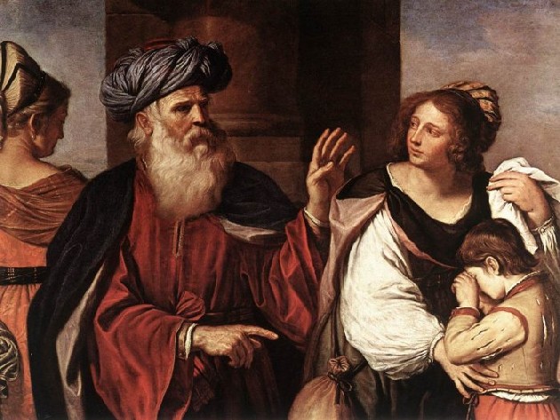 Giovanni Francesco Barbieri detto il Guercino, "Abramo ripudia Agar e Ismaele", olio su tela, Pinacoteca di Brera,  1658
