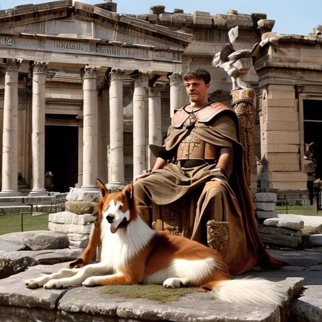 Il crossover che non ti aspetti: e Lassie  il cane preferito di Giulio Cesare! (creata con openart.ai)