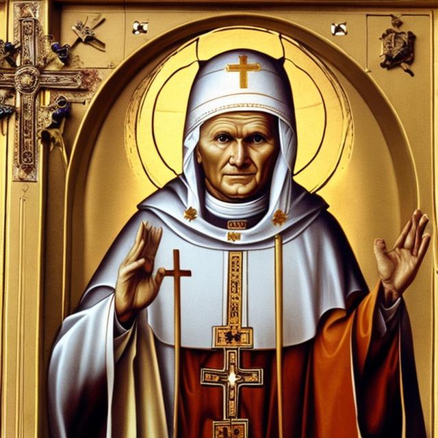 Icona del Patriarca di Cracovia San Stanislao Paolo II Magno, al secolo Karol Jzef Wojtyła (1920-2005), in carica dal 13 gennaio 1964 al 2 aprile 2005 (creata con openart.ai)