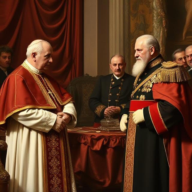 Papa Pio IX ricevuto a San Pietroburgo dallo Zar di Tutte le Russie Alessandro II Romanov