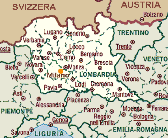 Confini attuali e province dello Stato Federale di Lombardia