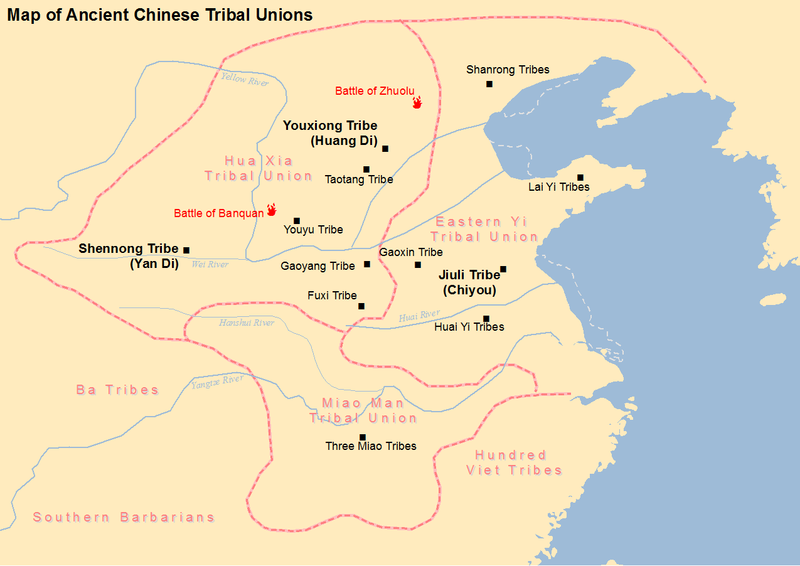 Mappa della Cina alla vigilia della Battaglia di Zhuolo