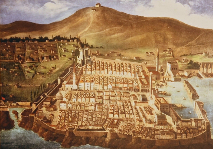La città di Ragusa com'era prima del terremoto del 1667. L'opera è conservata nel Convento dei Frati Minori di questa città (foto di Lucrezia Greco)