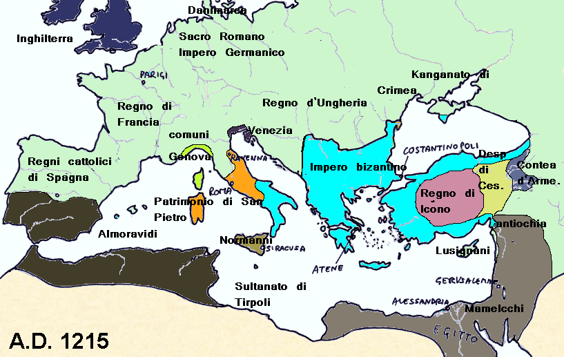 Il bacino del Mediterraneo nel 1215 (grazie a Basileus TFT)