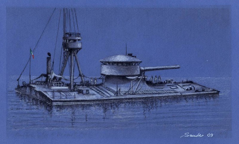 Il Monitore Fa di Bruno (1917), dipinto di Sandro Degiani (cliccare per ingrandire)